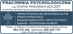 PRACOWNIA PSYCHOLOGICZNA mgr<br>SYLWIA MAKARSKA-KOCZOT Olsztyn