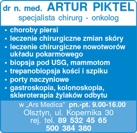dr n. med.<br>ARTUR PIKTEL chirurg onkolog w Olsztynie