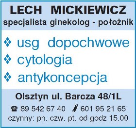 lek. med.<br>LECH MICKIEWICZ ginekolog w Olsztynie