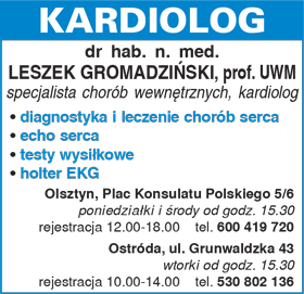 dr hab. n. med.<br>LESZEK GROMADZIŃSKI kardiolog Olsztyn