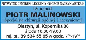 dr n. med.<br>PIOTR MALINOWSKI chirurg naczyniowy w Olsztynie