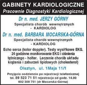 dr n. med.<br>JERZY GÓRNY kardiolog w Olsztynie