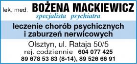 lek. med. BOŻENA MACKIEWICZ psychiatra w Olsztynie