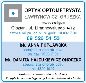 GABINET OKULISTYCZNY OPTYK OPTOMETRYSTA ŁAWRYNOWICZ GRUSZKA w Olsztynie