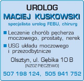 lek. med.<br>MACIEJ KUSKOWSKI urolog chirurg w Olsztynie