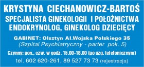 lek. med. KRYSTYNA CIECHANOWICZ-BARTOŚ ginekolog endokrynolog w Olsztynie